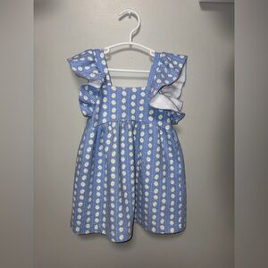 Zara blue daisy flutter sleeve dress textured summer spring girls 18-24 m
